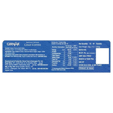 Girnar - Instant Premix Cold Coffee - 10 Sachets